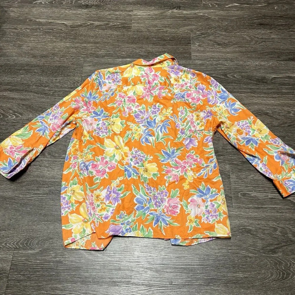 Lauren Ralph Lauren Women's Artsy Floral Button Up Top Size 1x Preppy - Picture 6 of 6